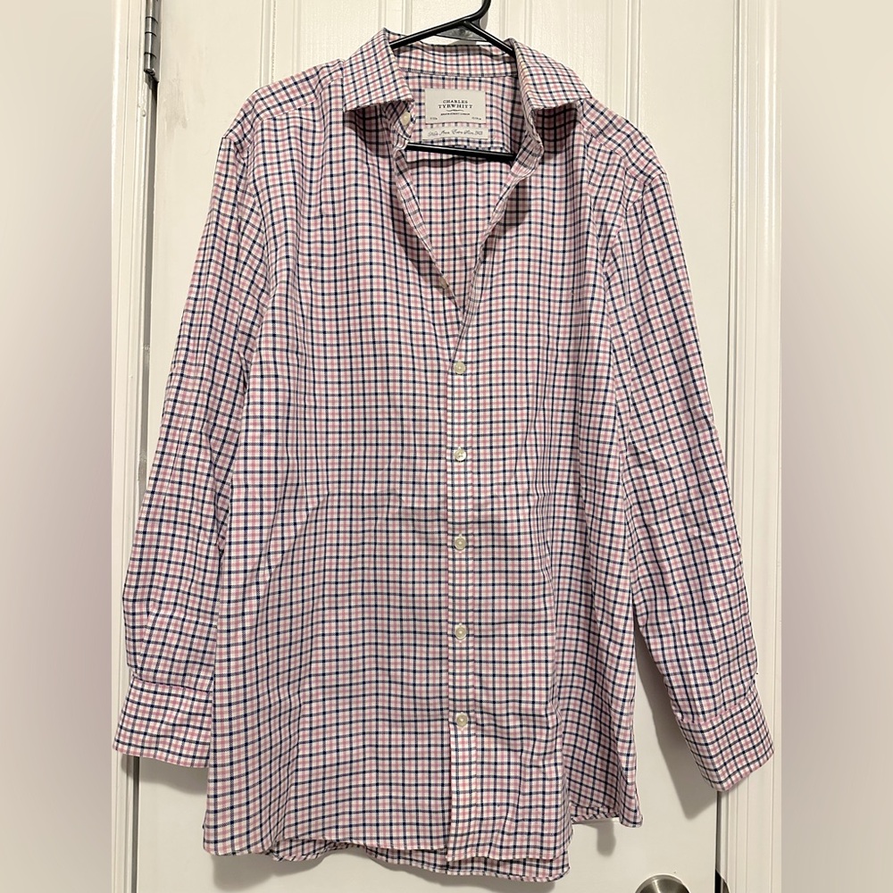 Charles Tyrwhitt Pink and Blue Checkered Shirt Extra Slim Fit